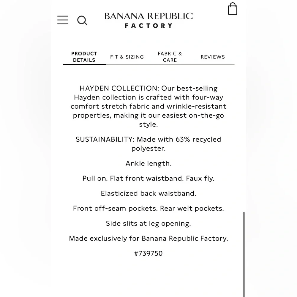 NWOT Banana Republic Hayden Tapered Pants Size 4P - Picture 10 of 10